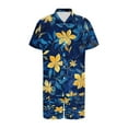 thumbnail image 2 of VBTAPA Men's 2 Piece Vacation Beach Outfits Floral Button Down Shirt and Shorts Matching Suit Set Summer Yoga Cruise Sets Blue L, 2 of 6