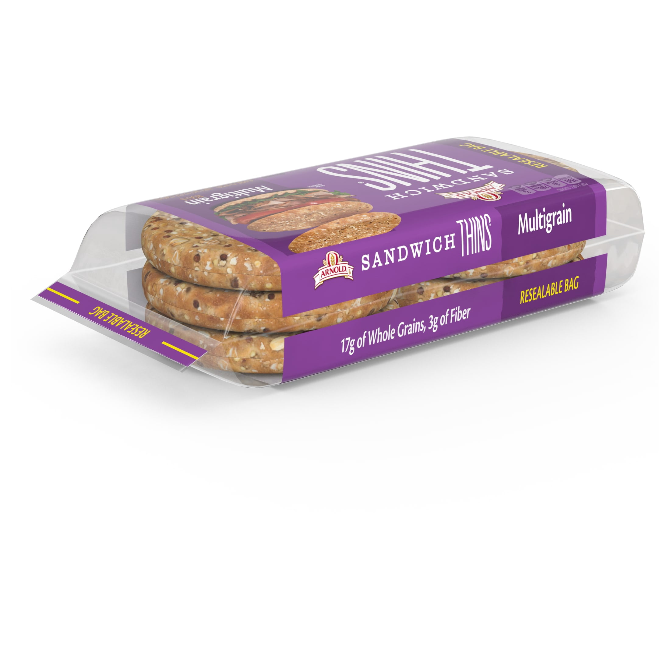 Arnold Sandwich Thins Multigrain Rolls, 6 count, Sandwich Thins, 12 oz Bag