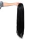 thumbnail image 3 of Peluca de pelo sintético largo, negro, liso, con raya al medio, para mujer, para cosplay, fiesta de Halloween, 16 pulgadas, 3 of 7