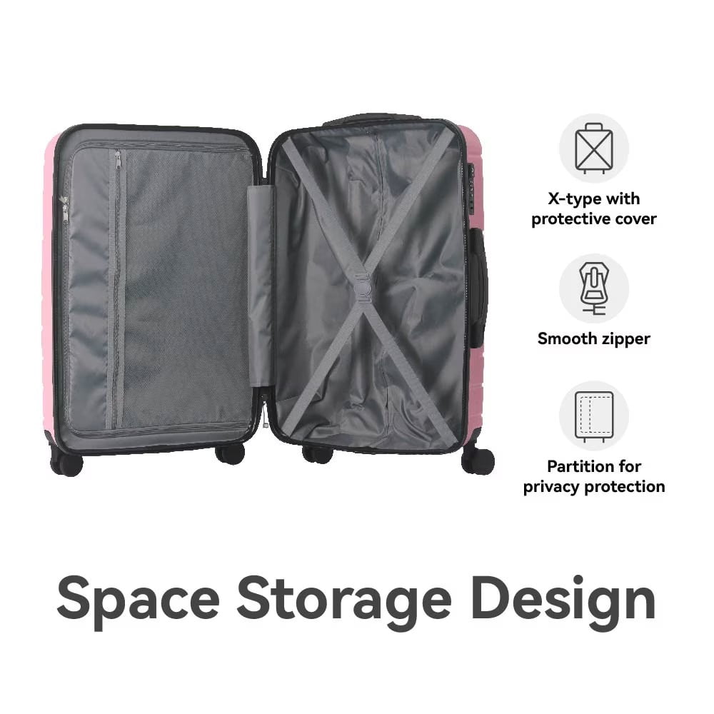 Avobird 3-Piece 20''24''28'' Hardshell Luggage Sets for Business, Trip, Lightweight Suitcase with Rolling Wheels TSA Lock & Moulded Corner, Sakura Pink