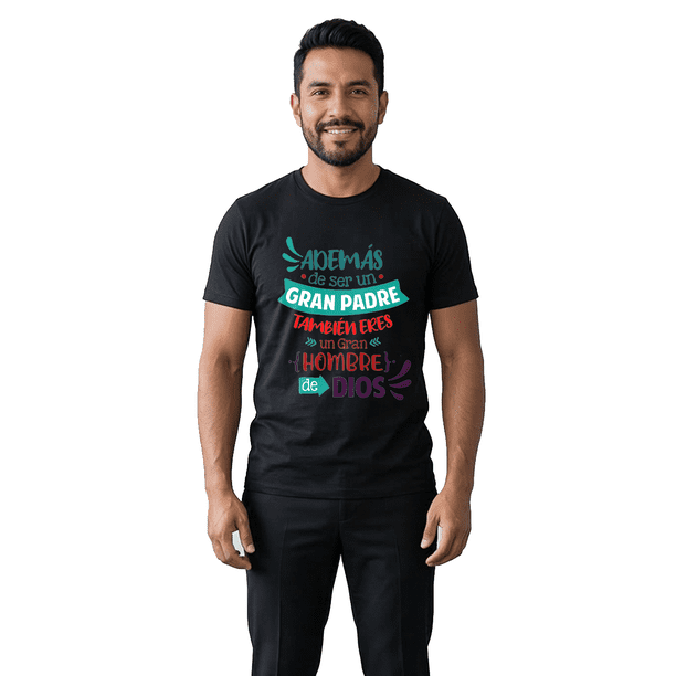 Playera Camiseta Para Papá Diseño Original Casual Regalo Día Padre Eres Un Gran Hombre De Dios Frase Religiosa