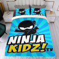 thumbnail image 4 of Niños Ninja Conjunto de sábanas temático, trío de piezas, cómodo y amigable con la piel, diseño único, regalo de decoración para el hogar para familiares, amigos y fans,140cm *210cm, 4 of 6