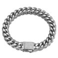 thumbnail image 4 of EOEMY 6-14mm Men Women Gold Tone Solid Stainless Steel Miami Curb Link Chain Bracelet-Silver-10mm-8Inch Or 20.5Cm, 4 of 7