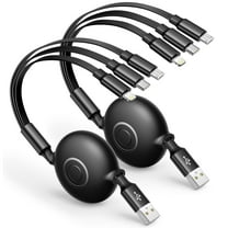 Multi Charging Cable, XUDUO 2 Pack 4FT Retractable Cable 3A 3 in 1 Fast Charging Cord Compatible with iPhone, Samsung