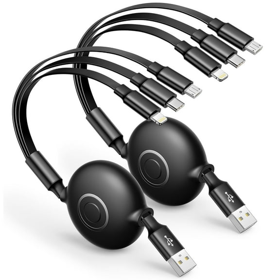 Multi Charging Cable, XUDUO 2 Pack 4FT Retractable Cable 3A 3 in 1 Fast Charging Cord Compatible with iPhone, Samsung