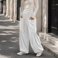 thumbnail image 5 of Women's Boho Corduroy Balloon Harem Pants Corduroy Pants Women Slouchy Straight Leg Trousers with Pockets Casual Wear Fall Fashion Drawstring Pants White XL, 5 of 6