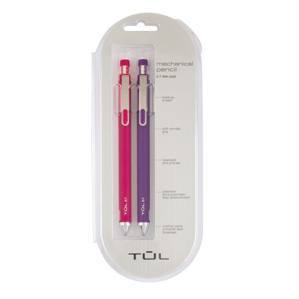 TUL® Mechanical Pencils, 0.7 mm, Pink/Purple, Pack Of 2