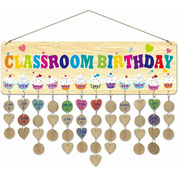 Wood Hanging Board with Hemp Rope for Birthday Party Decoration Rectangle with Word Cupcake 120x400x5mm