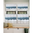 thumbnail image 2 of Wave Effect Modern Art Short Blackout Curtains 30 Inch Long Abstract Blue Oil Painting Rod Pocket Kitchen Curtains, 2 Panels Thermal Insulated Room Darkening Drapes for Bedroom, 42"W x 30"L, 2 of 5