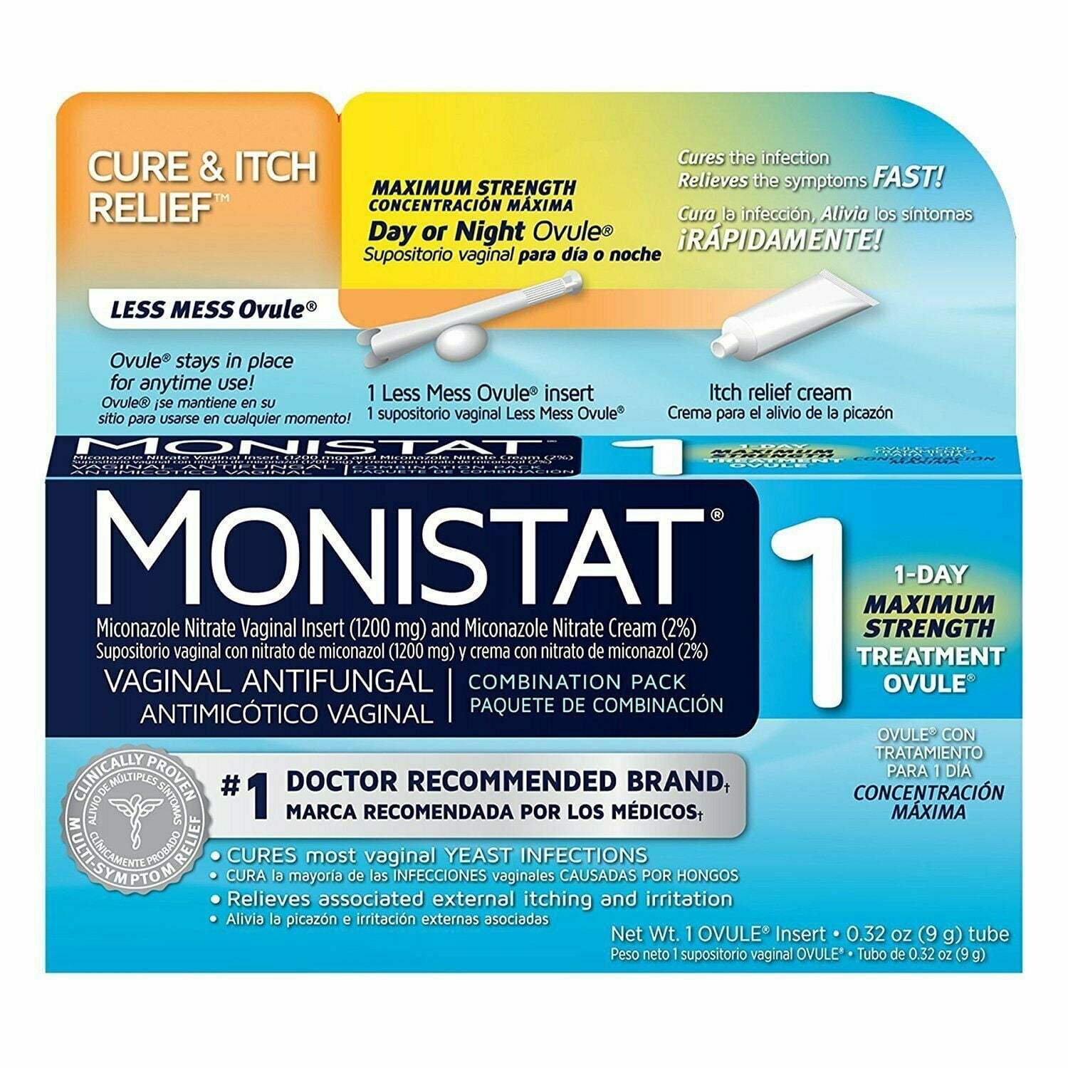 Monistat Day or Night Ovule  Vaginal Antifungal Itch Relief 0.32 oz, 6-Pack