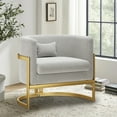 thumbnail image 7 of Andeworld Upholstered Velvet Accent Chair Modern Wide Arm Chair for Living Room Bedroom Armchair Barrel Chair Leisure Chair Grey with Gold Legs, 7 of 7