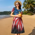 thumbnail image 4 of Fotbe Robe Tête d'Aigle avec Motif Drapeau Américain Décontractée Mode Femme Manches Courtes Robe Maxi Robe T-Shirt Rayée Longue à Blocs de Couleur, 4 of 6