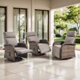 thumbnail image 3 of OPOHORO 59" Outdoor Wicker Swivel Chaise Lounge Set of 3 with Adjustable Backrest and Cushion, Gray Patio Recliner for Poolside or Backyard, 3 of 11
