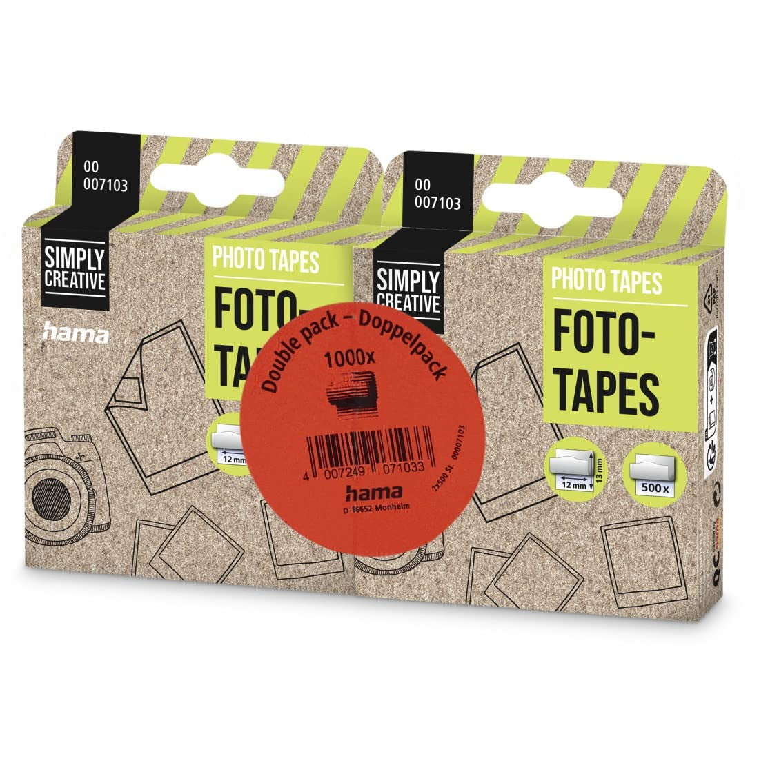 Photo Adhesive Tape (1,000) for sticking photos, postcards and tickets, double-sided self-adhes