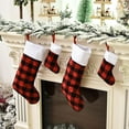 thumbnail image 2 of JANDEL Black White Buffalo Plaid Christmas Stockings, 7.5" Small Plush Rustic Christmas Stocking Personalized for Xmas Burlap Decorations, 2 of 6
