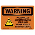 thumbnail image 1 of SignMission OS-WS-A-1218-L-12306 12 x 18 in. OSHA Warning Sign - Photovoltaic System Provides with Symbol, 1 of 1