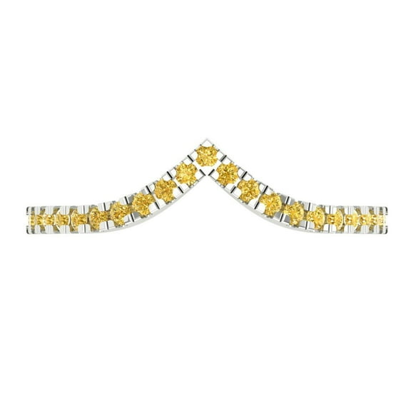 0.1725 ctw Wedding Band for Women - 18K White Gold Natural Citrine Stackable Eternity Ring