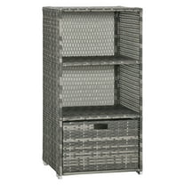 Pool Towel Rack Valet, Waterproof PE Rattan, Grey - Indoor/Outdoor Spa Accessory with Shelves & Basket