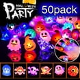 thumbnail image 1 of De Anillos De Luz De Halloween Fantasmas De Halloween Piratas Calabazas Arañas Ojos Murciélagos Anillos Favores De Fiesta Para Niños 50 Piezas Noticed HA038411-00, 1 of 6