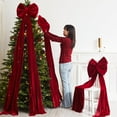 thumbnail image 4 of 6.6 Ft Giant Red Velvet Christmas Bow – Oversized Big Red Bow for Tree Topper, Wreath, Garland, Window & Wall, Indoor & Covered Outdoor Holiday Decoration, 4 of 9