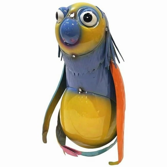 Continental Art Center  Colorful Enameled Metal Sloth Statue - Blue & Yellow