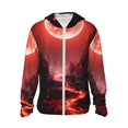 thumbnail image 1 of Fotbe Red Moon Lava Chaqueta con Protección Solar UPF 50+ para Hombre y Mujer, Camisa con Capucha y Bolsillos-X-Large, 1 of 7