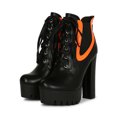 thumbnail image 4 of Women Neon Pop Lace-Up Lug Sole Elastic Side Platform Booties 19567, 4 of 6
