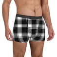 thumbnail image 5 of Men's Boxer Briefs, Buffalo check plaid white black Soft Comfy Mens Underwear Boxer Briefs Breathable With Widen Waist, 5 of 7