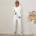 thumbnail image 2 of Juebong Two Piece Outfits Set for Women Cute Crewneck Long Sleeve Drawstring Tops And Pants Trendy Sports Suit,White suits sets size M, 2 of 9