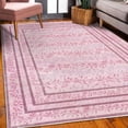 thumbnail image 3 of Leaves Decorative Rug, Warm Colored Botanical Design of Delicate Branches and Rectangular Frames, Quality Carpet for Bedroom Dorm and Living Room, 6 Sizes, Magenta Lilac Rose, by Ambesonne, 3 of 4
