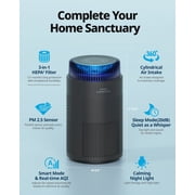 COWAY Air Purifier for Bedroom Home up to 810 ft², HEPA Filter for Smoke, Allergies, Pet Dander, Odor, AQI Monitor, Auto Mode, Timer, Filter Indicator, Night Light, Airmega 100 Black