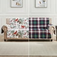 thumbnail image 4 of Greenland Home Fashions Cardinal Plaid Reversible Winter Holiday Furniture Cover - Sofa Protector, 4 of 13