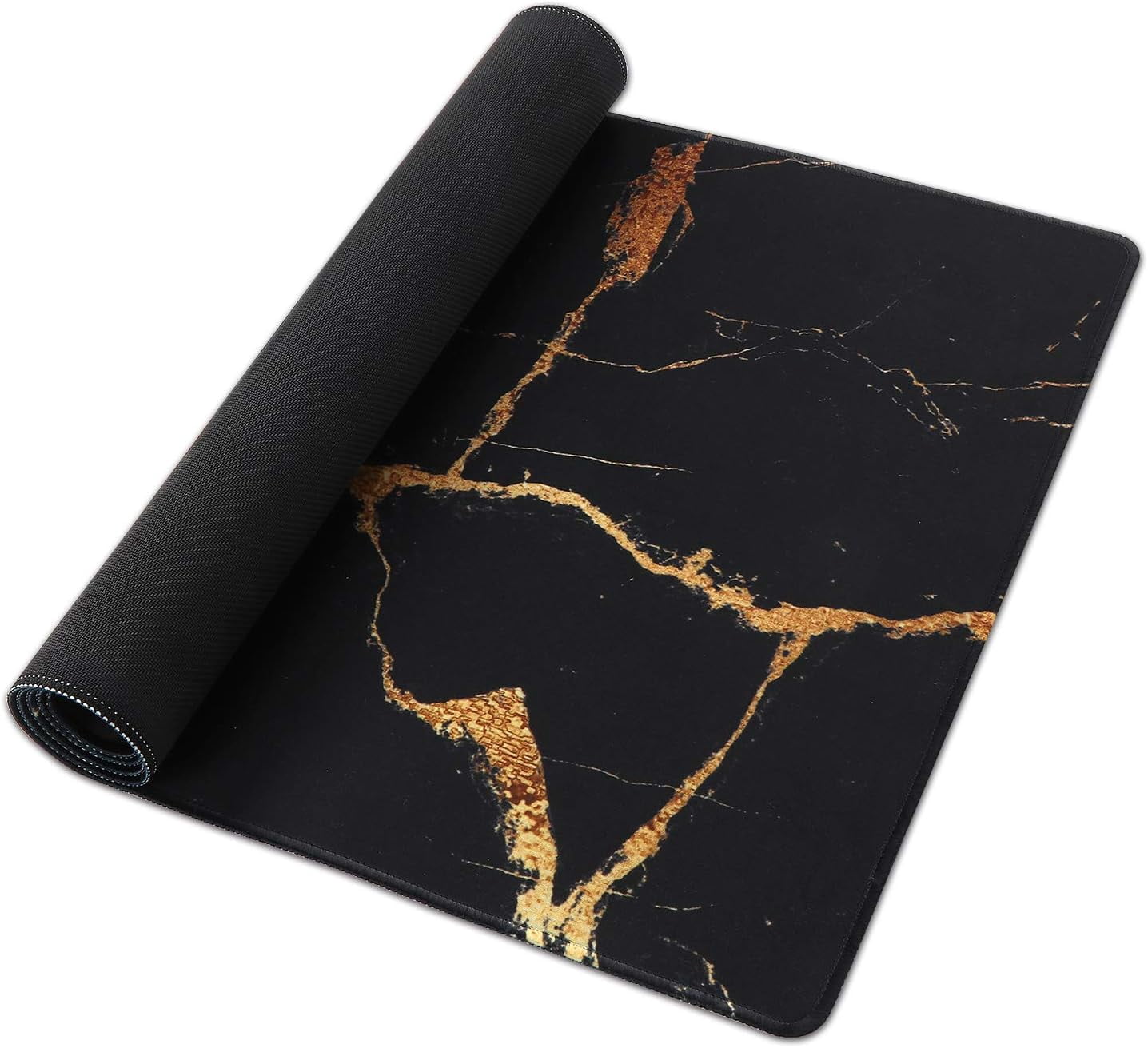 Extended Gaming Mouse Pad - Non-Slip Water-Resistant Rubber Base Computer Keyboard Mouse Mat, Desk Pad 35.1 x 15.75-inch 2.5mm Thick XX-Large, Ideal Partner for Work & Game,Black Gold