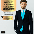 thumbnail image 2 of Oliver George 4pc Men's Solid Formal Suit Waistcoat Tuxedo Dress Vest Necktie Bowtie Handkerchief Set for Suit or Tuxedo Turquoise Large, 2 of 5