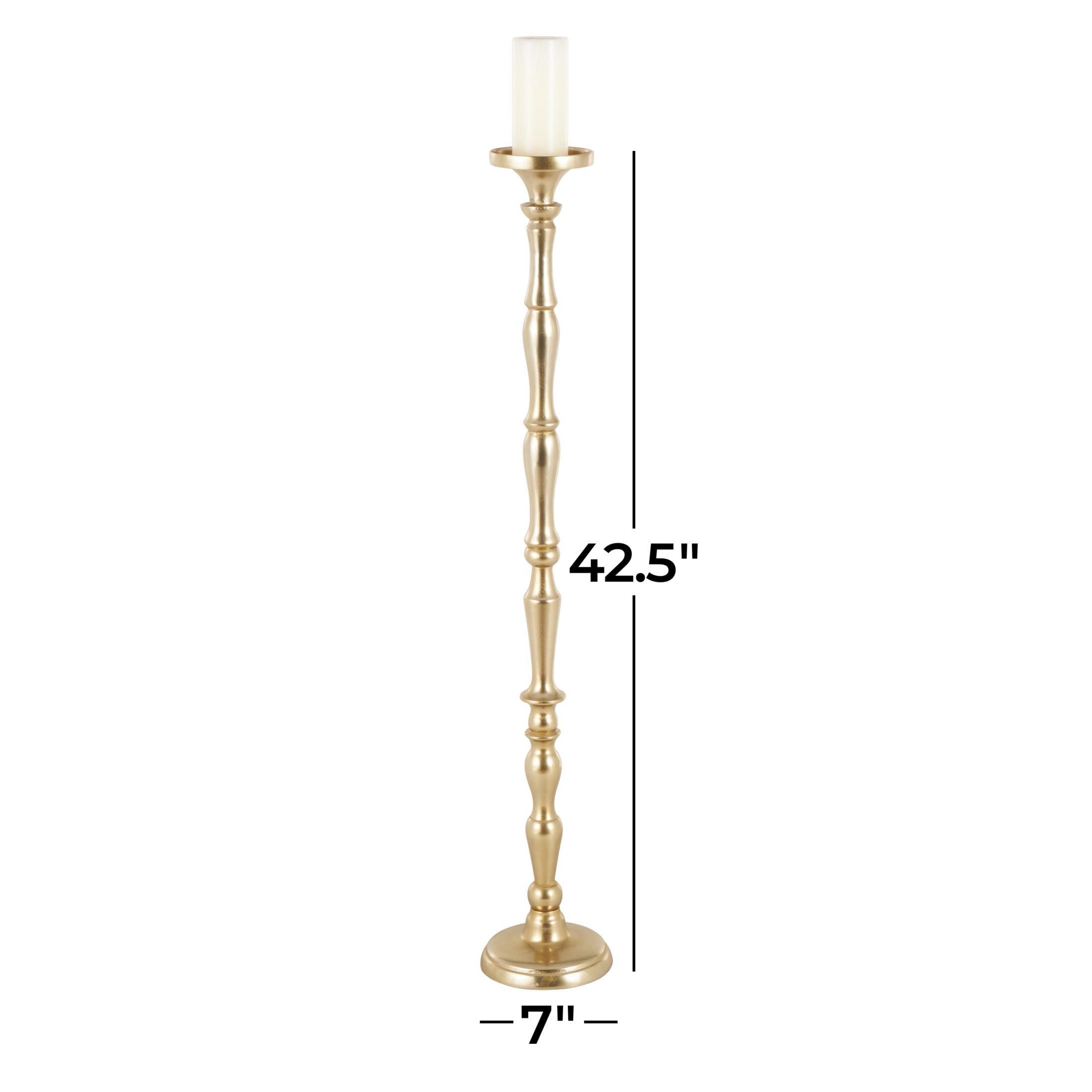 DecMode Brass Aluminum Metal Floor Candle Holder