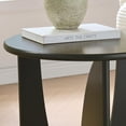 thumbnail image 4 of Kings Brand Furniture Theo Modern End Table – Round Wood Accent Table with Sculptural U-Shaped Base for Living Room, Bedroom, or Office (Caviar), 4 of 4