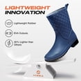 thumbnail image 3 of HISEA Women's Waterproof Mid-Calf Rain Boots, Lightweight, Slip-Resistant, Comfortable with Foam Insole,Navy blue,Size 7, 3 of 5