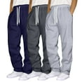 thumbnail image 2 of TOWED22 Men's Joggers Sweatpants Open Bottom Straight Leg Casual Loose Fit Running Athletic Jersey Pants with Pockets(Navy,L), 2 of 8