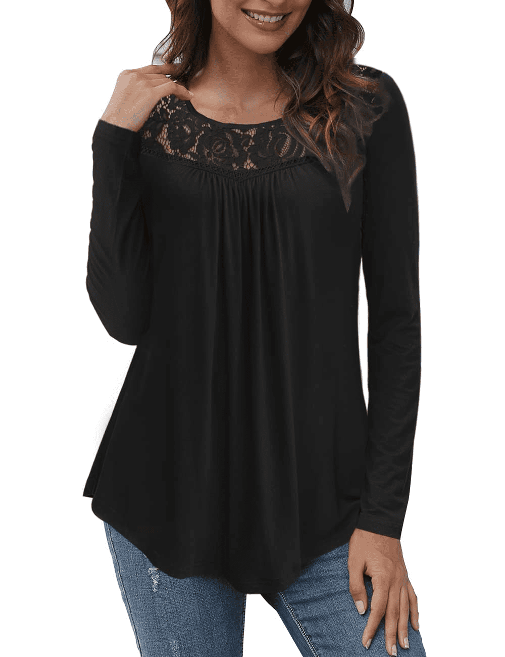 CPOKRTWSO Women's Tops Plus Size Long Sleeve Tunic Blouses Lace Flowy ...