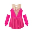 thumbnail image 5 of XUNZOO Kids Girls Figure Ice Skating Dress Sleeveless Leotard Dresses with Gloves Lyrical Dance Costume Hot Pink 16, 5 of 6