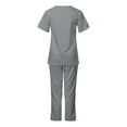 thumbnail image 4 of Xysaqa Workwear Uniform Women's Scrub Set Stretch Short Sleeve V-Neck Scrub Top and Scrub Pants Outfits S-5XL （Available in Plus Size) Gray, 4 of 6