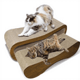 thumbnail image 2 of 2 in 1 Cat Scratcher Bed, Cat Scratching Board, Cats Scratcher Set, Scratch-Resistant Cat Scratching Post Large (27.5L X 9H in.) and Small (24.5L X 6H in.), Corrugated Cardboard, 2 of 6
