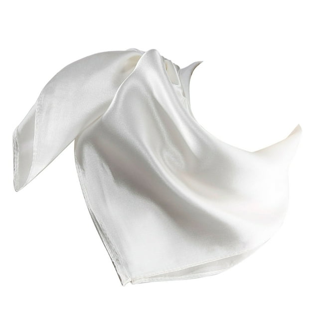 Bufandas cuadradas Sonducket mujer elegante pañuelo seda 53x53 cm blanco