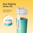 thumbnail image 3 of 18oz Travel Coffee Mug, 316 Stainless Steel Vacuum Insulated Tumbler with 2-in-1 Straw Lid & Strap, Abstract Geometric Print, 3 of 6