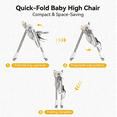 thumbnail image 3 of TouHeart Baby High Chair Swing Combo, 3-in-1 Convertible Highchair for Babies and Toddlers with Wheels, Gray, 3 of 9
