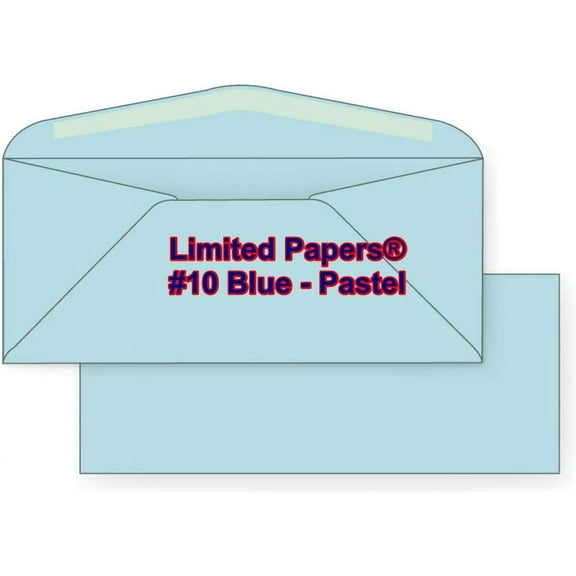Limited Papers (TM) #10 Regular Envelope - Pastel - Soft - 24# (4.8" x 9.5") - Announcement, Invoices, Statements, Checks, Letters, Contracts, Business Envelope (Blue, 1000)