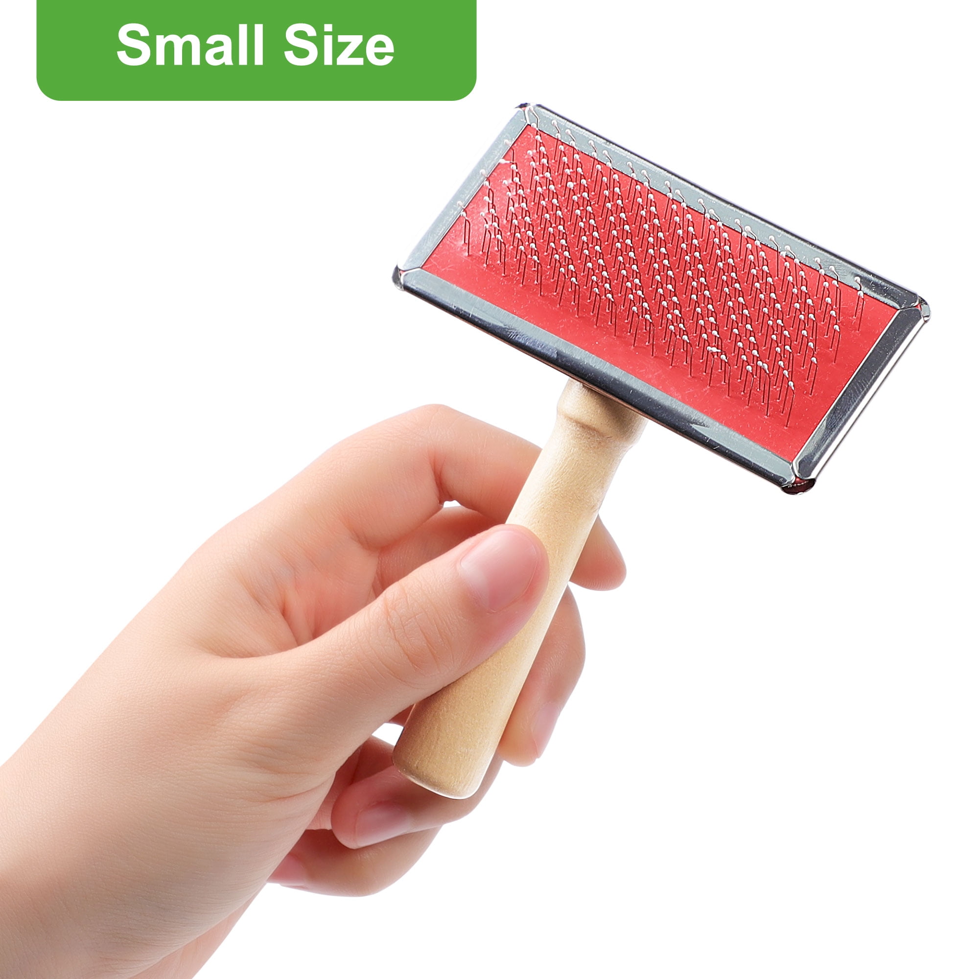 Unique Bargains 1PC Self Cleaning Dog Slicker Brush Pet Hair Brush with Handle