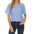 thumbnail image 4 of Vedolay Womens Short Sleeve Tops Womens Short Sleeve Tops Dolman V Neck T-Shirts Summer Casual,Sky Blue XXL, 4 of 5