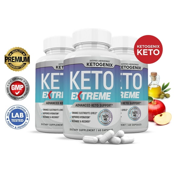 (3 Pack) Ketogenix Keto ACV Extreme Pills 1675mg Alternative to Gummies Dietary Supplement 180 Capsules