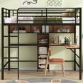 thumbnail image 2 of Harper & Bright Designs Metal Full Size Loft Bed with L shaped Desk, Full Loft Bed Frame with Storage Bookcase and Shelves for Bedroom Dorm Guestroom, Black, 2 of 12